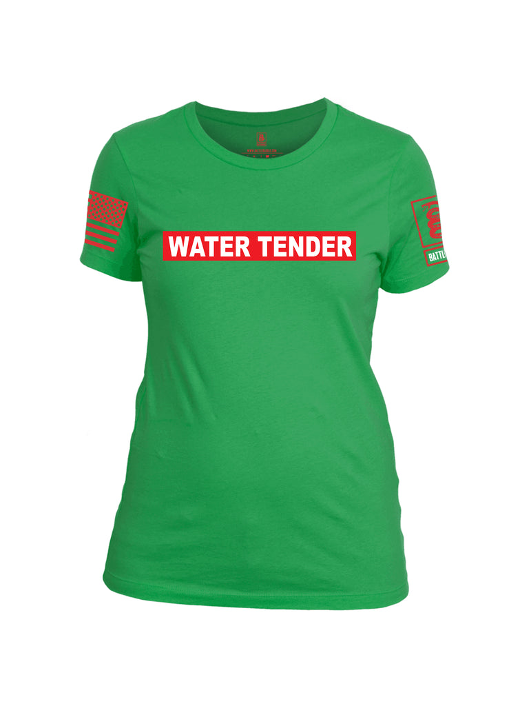 Battleraddle Water Tender Firefighter Red Sleeve Print Womens Cotton Crew Neck T Shirt