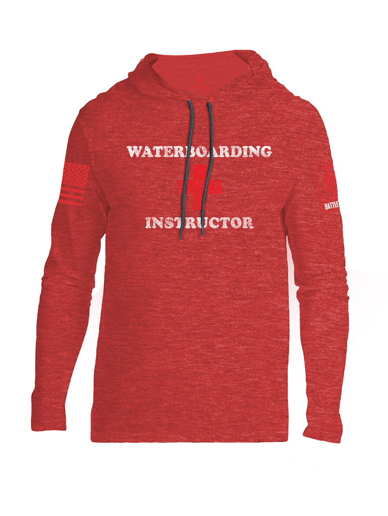 Battleraddle Waterboarding Instructor Red Sleeve Print Mens Thin Cotton Lightweight Hoodie-Red