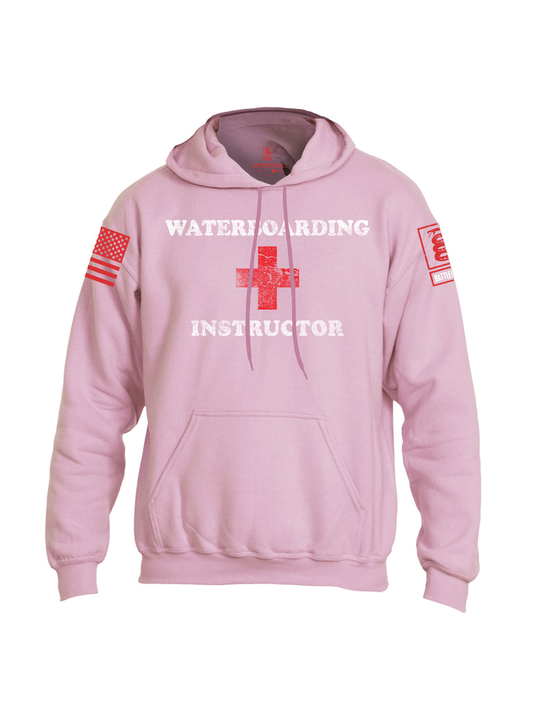 Battleraddle Waterboarding Instructor Red Sleeve Print Mens Blended Hoodie With Pockets-Light Pink