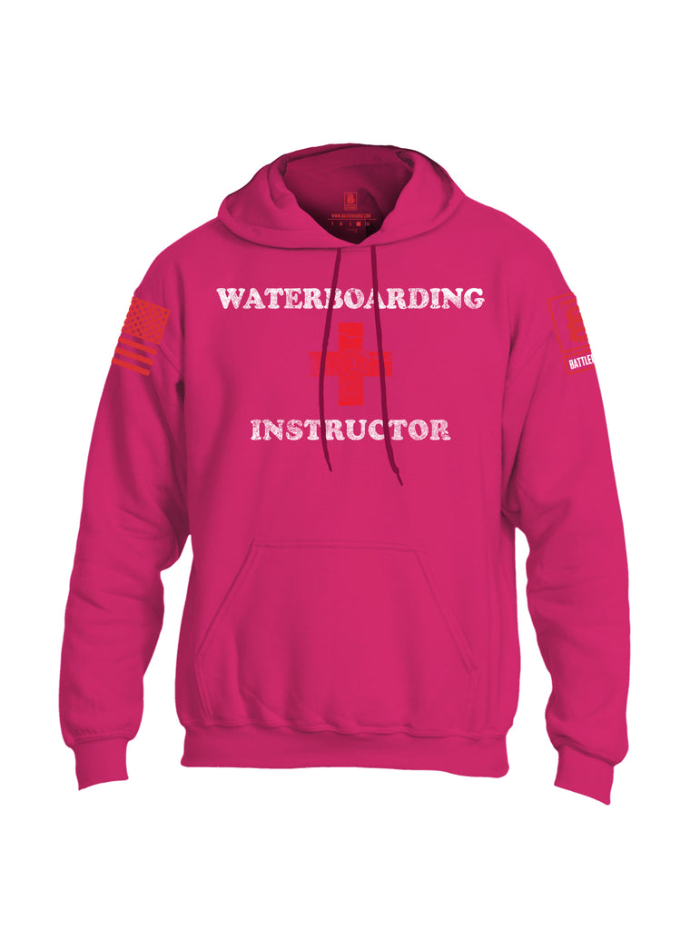 Battleraddle Waterboarding Instructor Red Sleeve Print Mens Blended Hoodie With Pockets-Pink