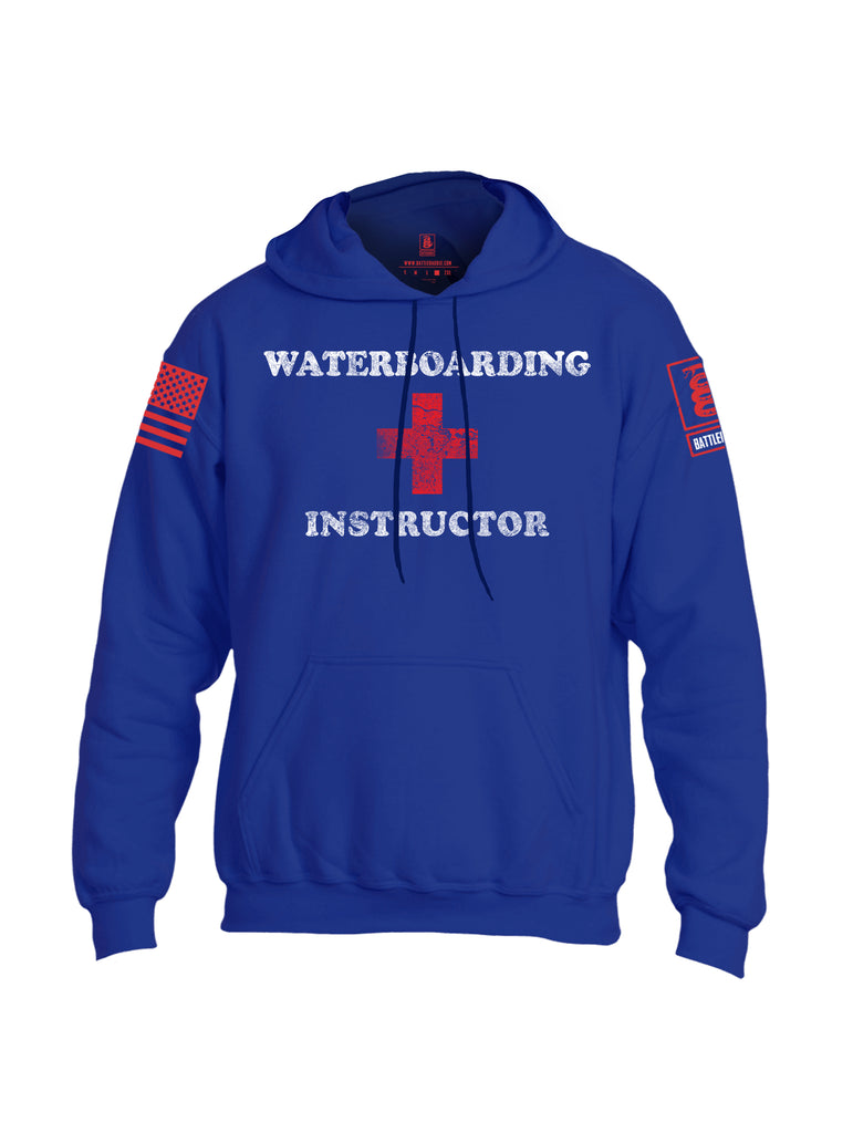 Battleraddle Waterboarding Instructor Red Sleeve Print Mens Blended Hoodie With Pockets-Royal Blue