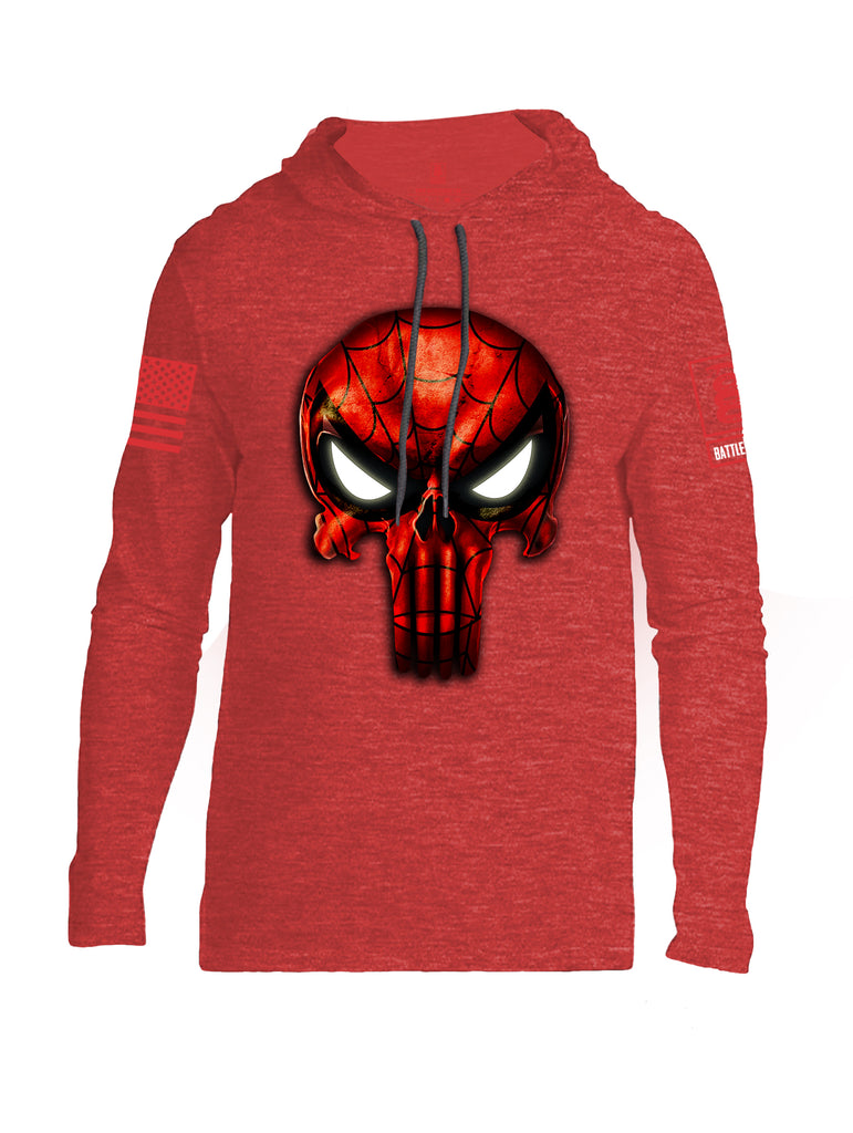Battleraddle Webman Mr. Expounder Skull Red Sleeve Print Mens Thin Cotton Lightweight Hoodie