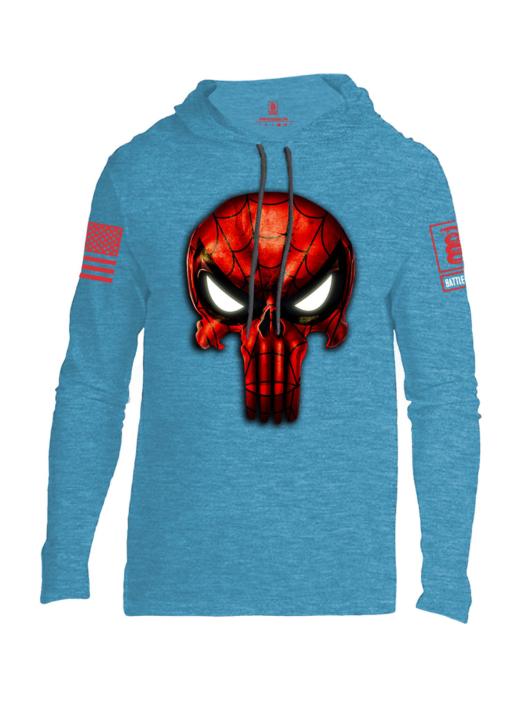 Battleraddle Webman Mr. Expounder Skull Red Sleeve Print Mens Thin Cotton Lightweight Hoodie