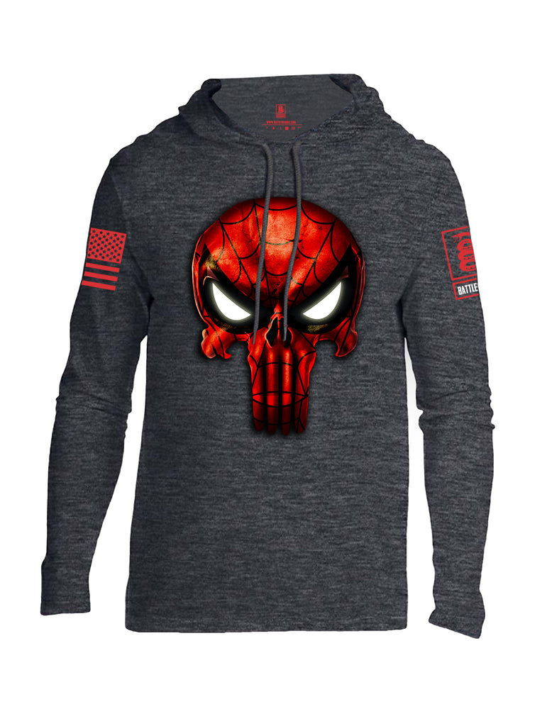 Battleraddle Webman Mr. Expounder Skull Red Sleeve Print Mens Thin Cotton Lightweight Hoodie
