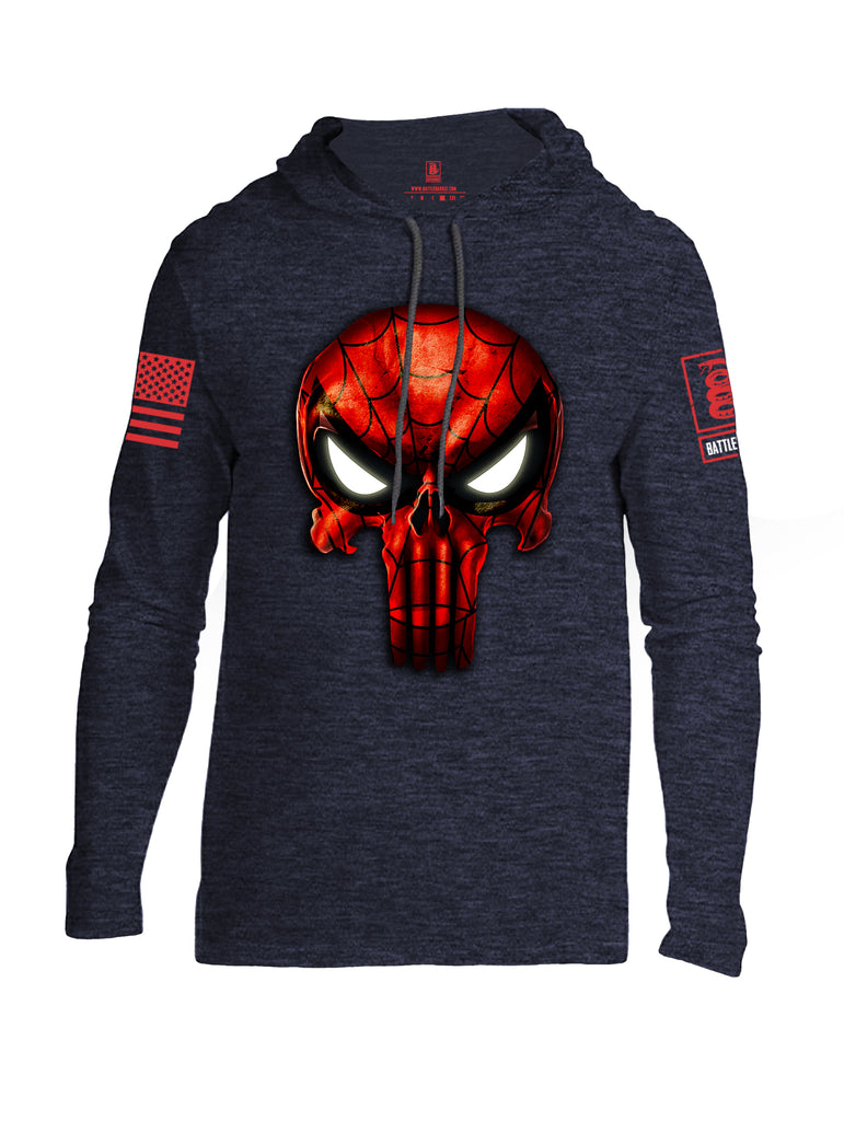 Battleraddle Webman Mr. Expounder Skull Red Sleeve Print Mens Thin Cotton Lightweight Hoodie