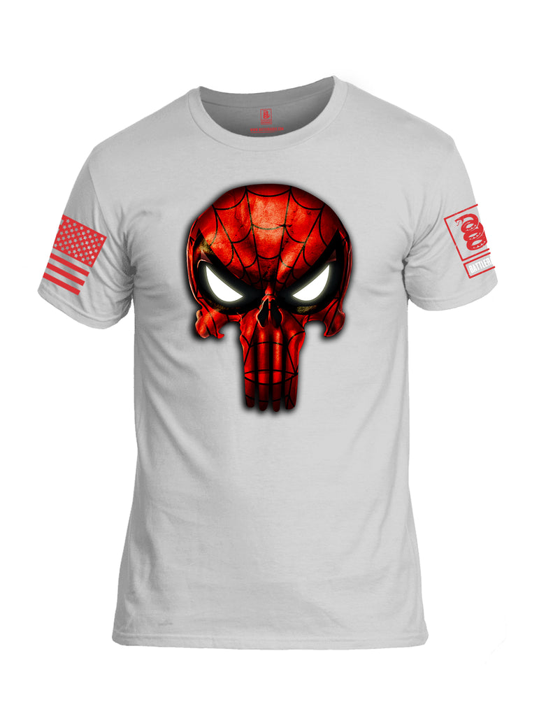 Battleraddle Webman Mr. Expounder Skull Red Sleeve Print Mens Cotton Crew Neck T Shirt