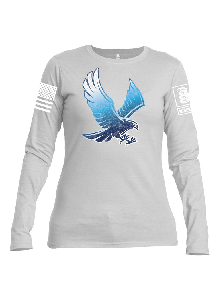 Battleraddle Blue Falcon Fuckin Buddies Over Since 1776 White Sleeve Print Womens Cotton Long Sleeve Crew Neck T Shirt shirt|custom|veterans|Women-Long Sleeves Crewneck Shirt