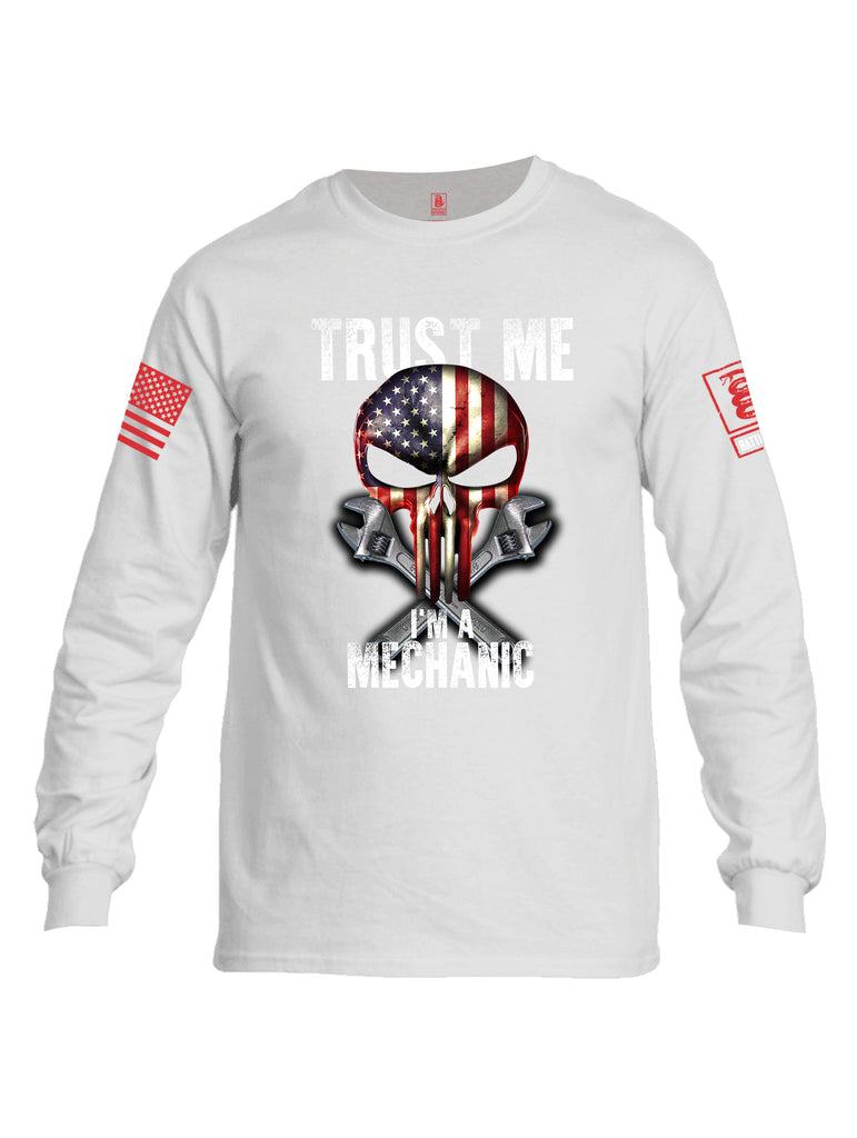 Battleraddle Trust Me I'm A Mechanic Red Sleeve Print Mens Cotton Long Sleeve Crew Neck T Shirt