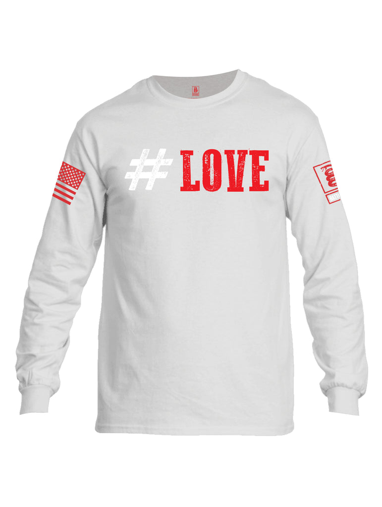 Battleraddle #Love Red Sleeve Print Mens Cotton Long Sleeve Crew Neck T Shirt