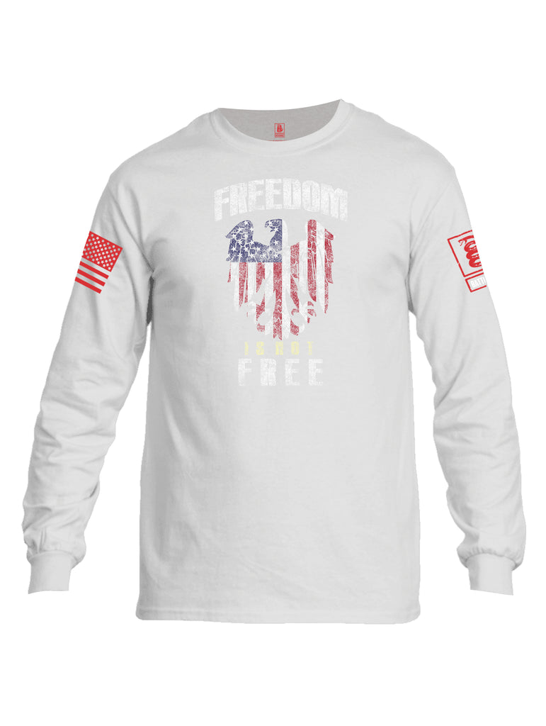 Battleraddle Freedom Is Not Free Red Sleeve Print Mens Cotton Long Sleeve Crew Neck T Shirt
