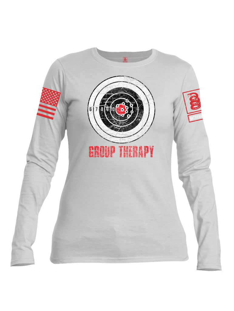 Battleraddle Group Therapy Red Sleeve Print Womens Cotton Long Sleeve Crew Neck T Shirt shirt|custom|veterans|Women-Long Sleeves Crewneck Shirt