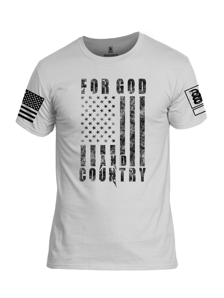 Battleraddle For God And Country White Sleeve Print Mens Cotton Crew Neck T Shirt