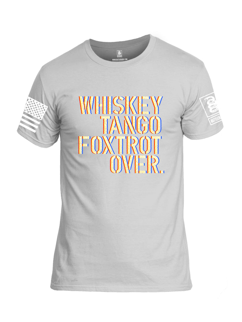 Battleraddle Whisky Tango Foxtrot Over White Sleeve Print Mens Cotton Crew Neck T Shirt