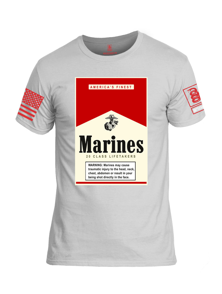 Battleraddle Marines 20 Class Lifetakers Red Sleeve Print Mens Cotton Crew Neck T Shirt