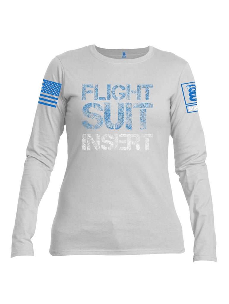 Battleraddle Flight Suit Insert Blue Sleeve Print Womens Cotton Long Sleeve Crew Neck T Shirt