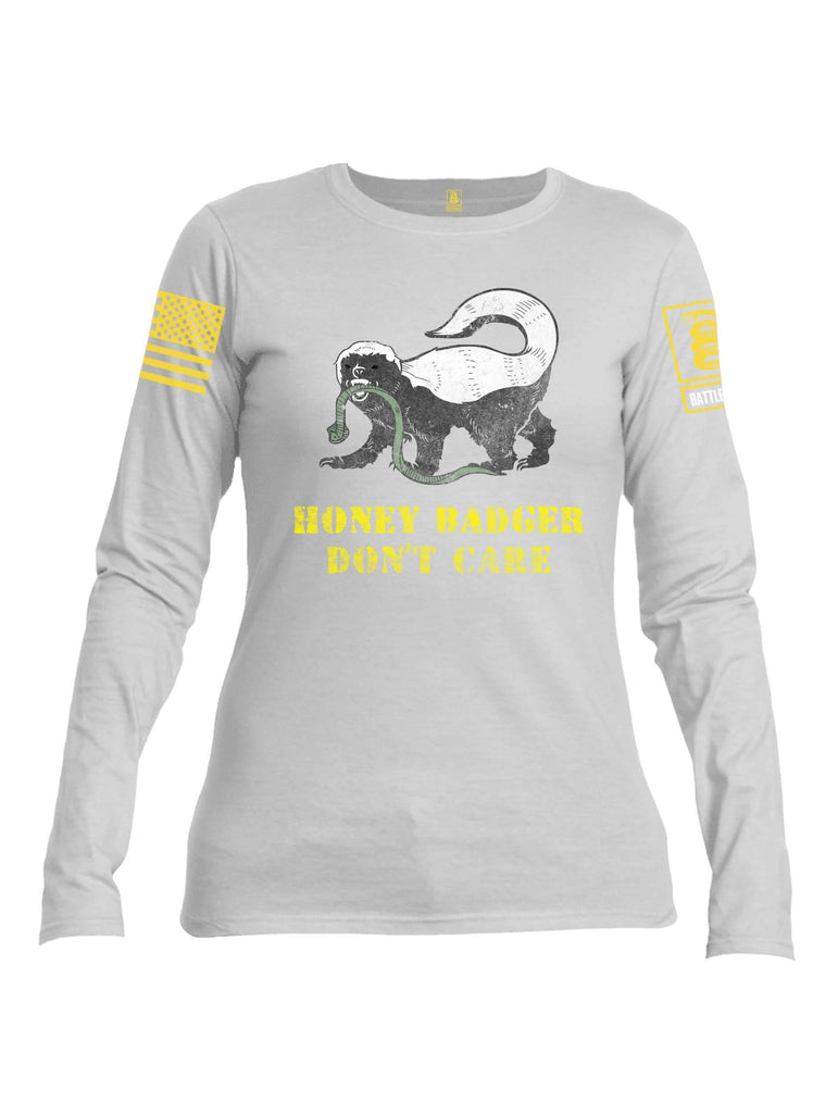 Battleraddle Honey Badger Dont Care Yellow Sleeve Print Womens Cotton Long Sleeve Crew Neck T Shirt shirt|custom|veterans|Women-Long Sleeves Crewneck Shirt