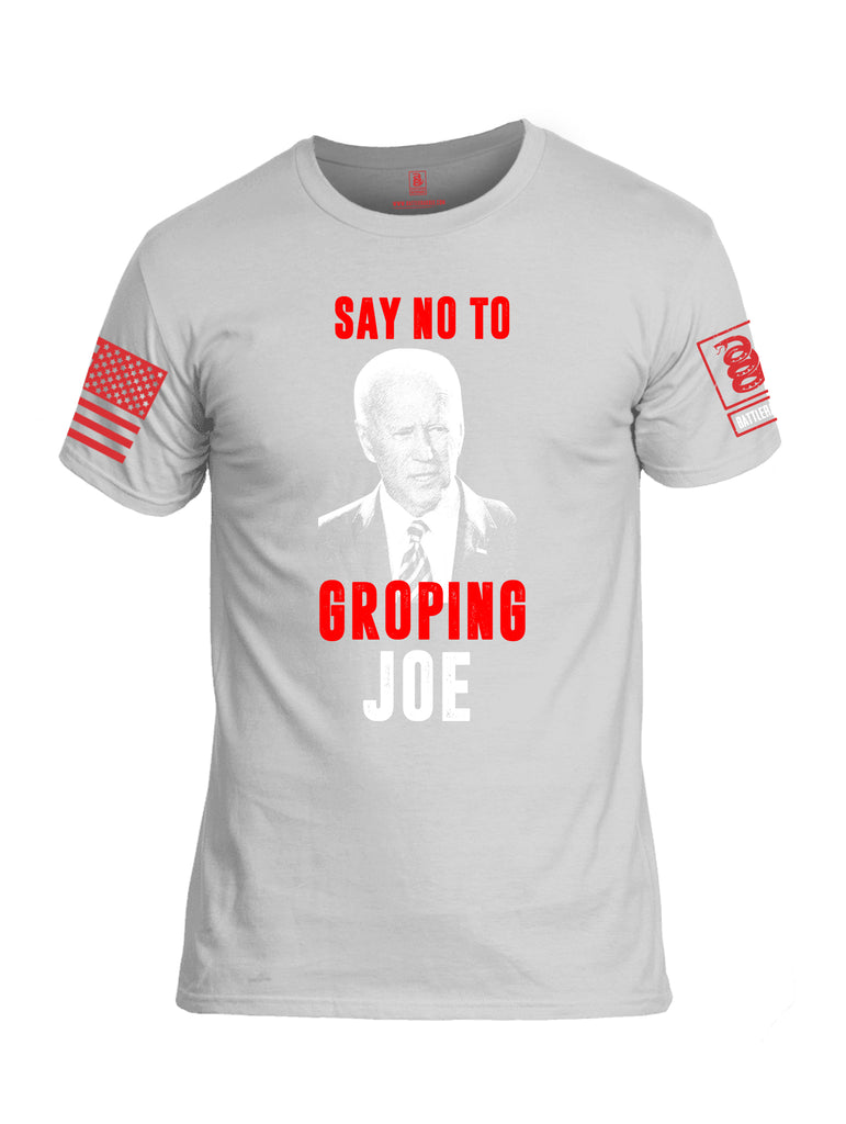 Battleraddle Say No To Groping Joe Red Sleeve Print Mens 100% Battlefit Polyester Crew Neck T Shirt