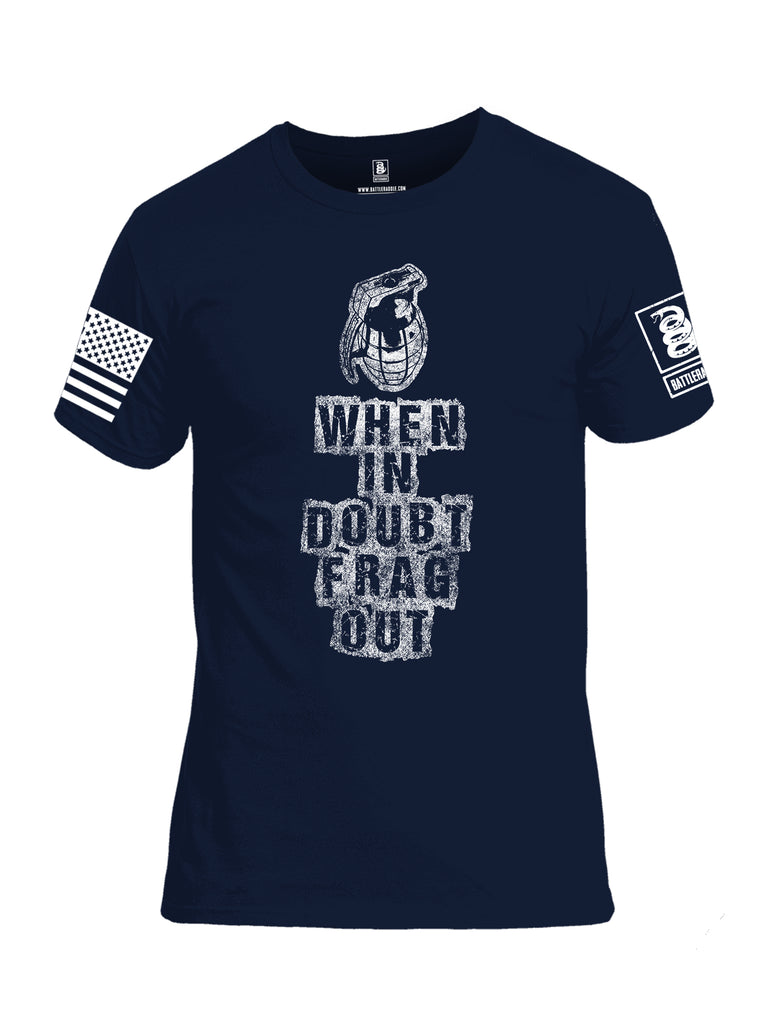 Battleraddle When In Doubt Frag Out White Sleeve Print Mens 100% Battlefit Polyester Crew Neck T Shirt