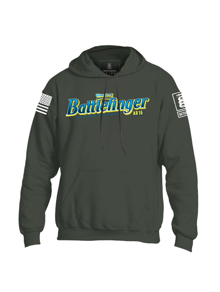 Battleraddle Where's My Battlefinger AR15 Slap Pull Observe Release Tap And Shoot Mens Blended Hoodie With Pockets