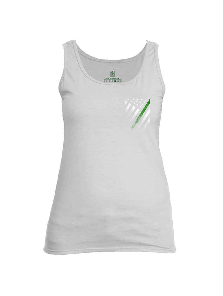 Battleraddle USA Green Thin Line Series Flag Womens Cotton Tank Top shirt|custom|veterans|Apparel-Womens Tank Tops-Cotton