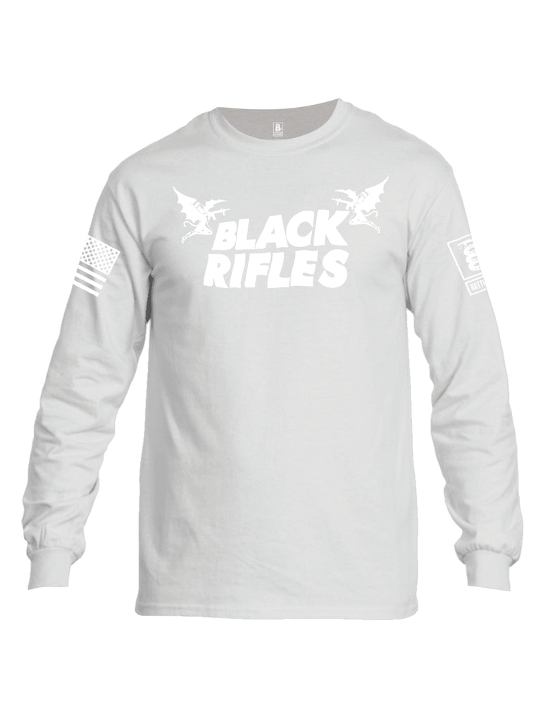 Battleraddle Black Rifles White Sleeve Print Mens Cotton Long Sleeve Crew Neck T Shirt