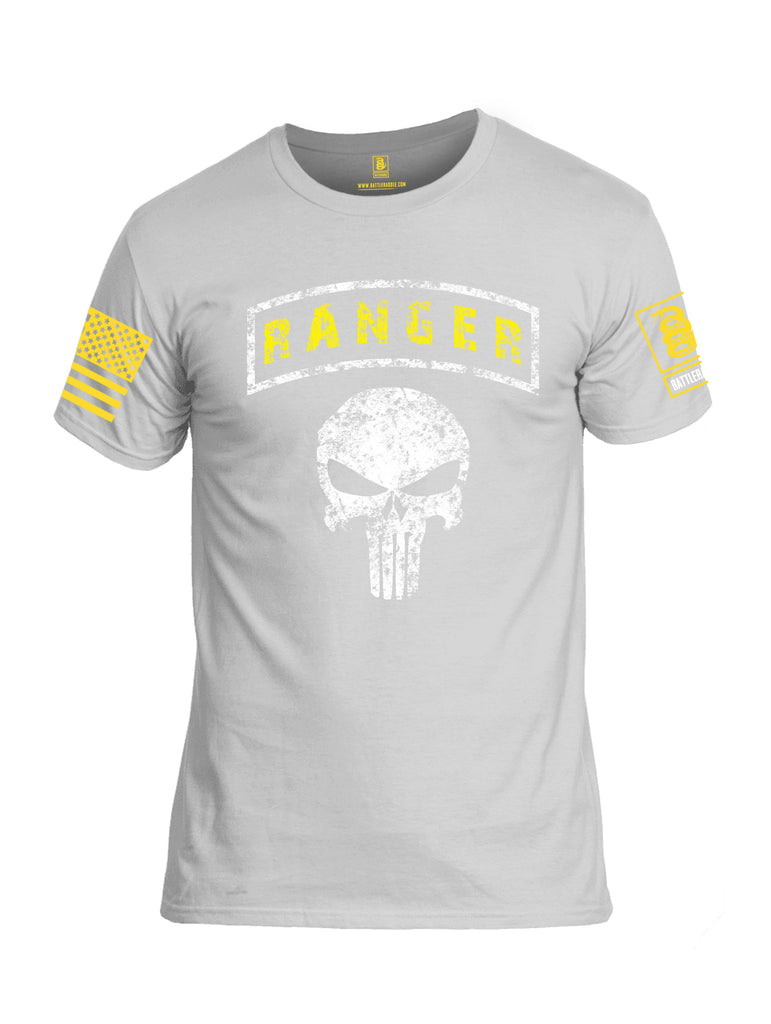 Battleraddle Ranger Punisher Skull Yellow Sleeve Print Mens 100% Battlefit Polyester Crew Neck T Shirt