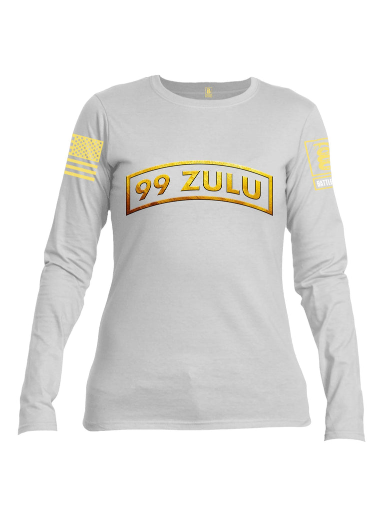Battleraddle 99 Zulu Yellow Sleeve Print Womens Cotton Long Sleeve Crew Neck T Shirt