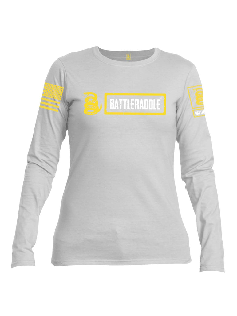 Battleraddle Original Design Logo V1 Yellow Sleeve Print Womens Cotton Long Sleeve Crew Neck T Shirt shirt|custom|veterans|Women-Long Sleeves Crewneck Shirt