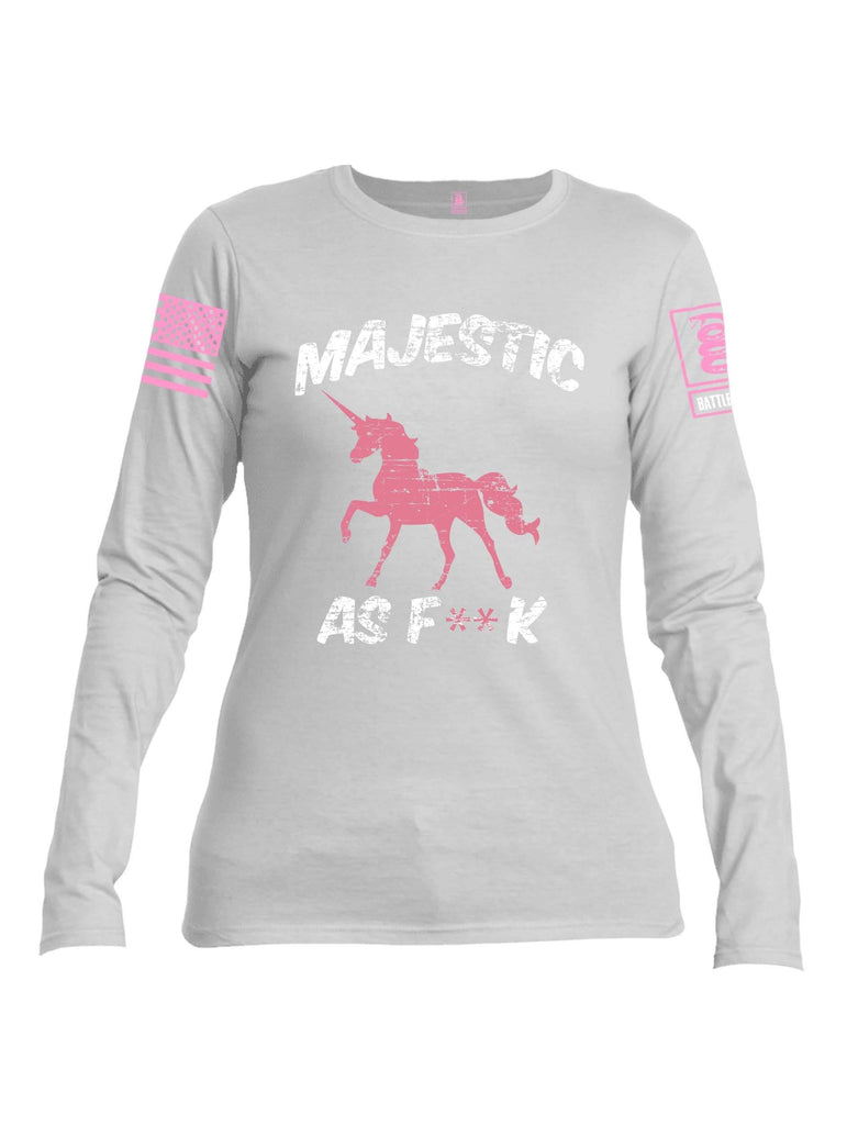 Battleraddle Majestic As F**k Pink Sleeve Print Womens Cotton Long Sleeve Crew Neck T Shirt shirt|custom|veterans|Women-Long Sleeves Crewneck Shirt