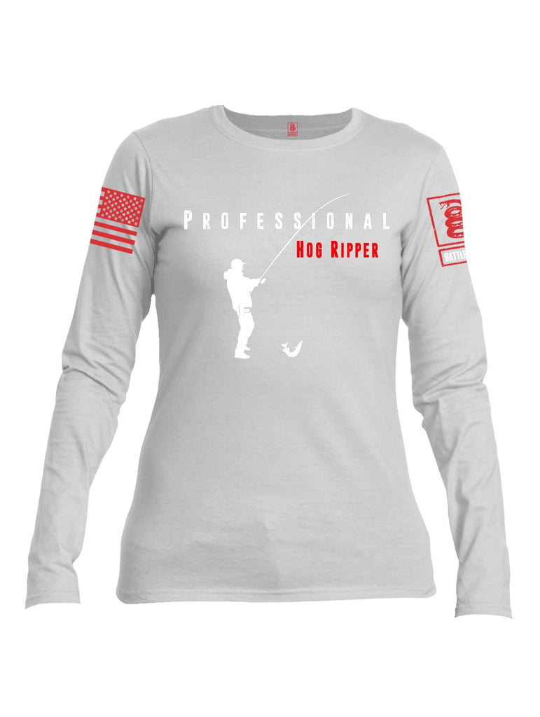 Battleraddle Professional Hog Ripper Red Sleeve Print Womens Cotton Long Sleeve Crew Neck T Shirt shirt|custom|veterans|Women-Long Sleeves Crewneck Shirt