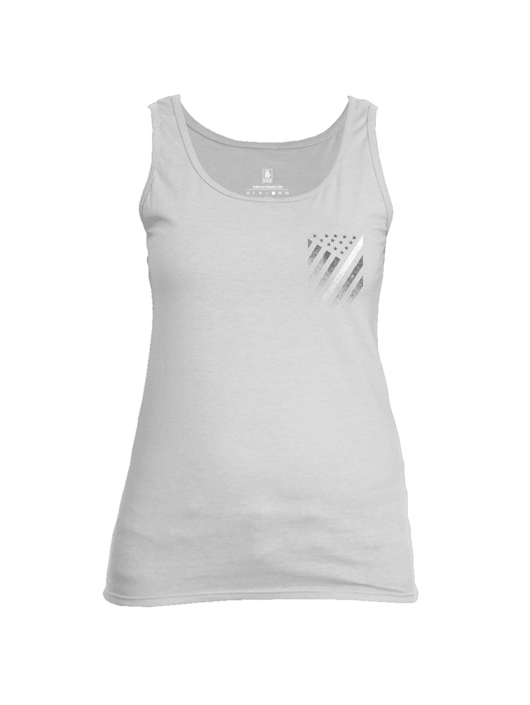 Battleraddle USA White Thin Line Series Flag Womens Cotton Tank Top shirt|custom|veterans|Apparel-Womens Tank Tops-Cotton