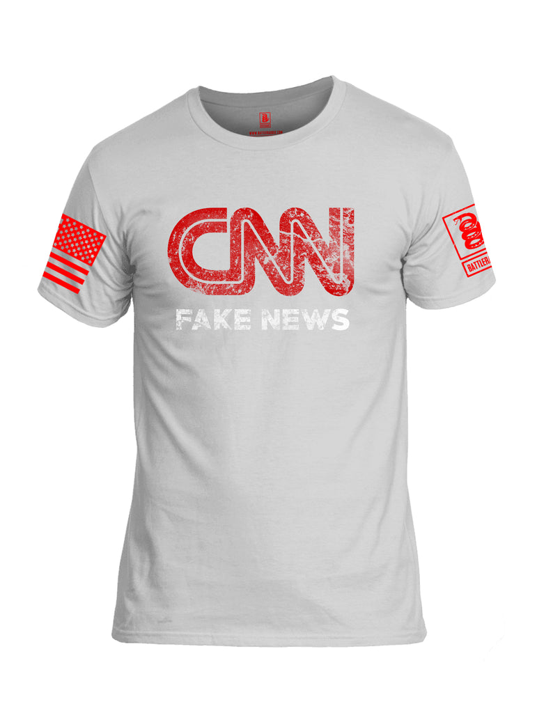 Battleraddle CNN Fake News Red Sleeve Print Mens Cotton Crew Neck T Shirt - Battleraddle® LLC