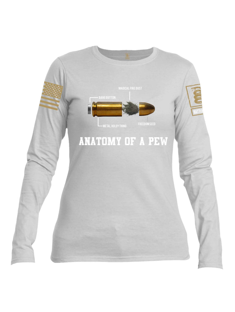 Battleraddle Anatomy Of A PEW Brass Sleeve Print Womens Cotton Long Sleeve Crew Neck T Shirt shirt|custom|veterans|Women-Long Sleeves Crewneck Shirt