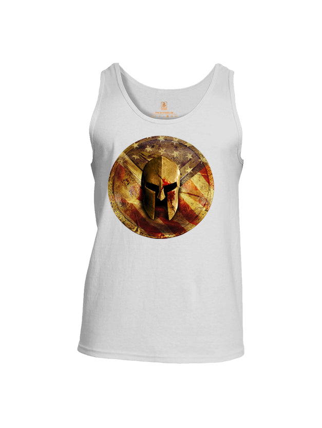 Battleraddle Spartan Helm Gold Mens Cotton Tank Top