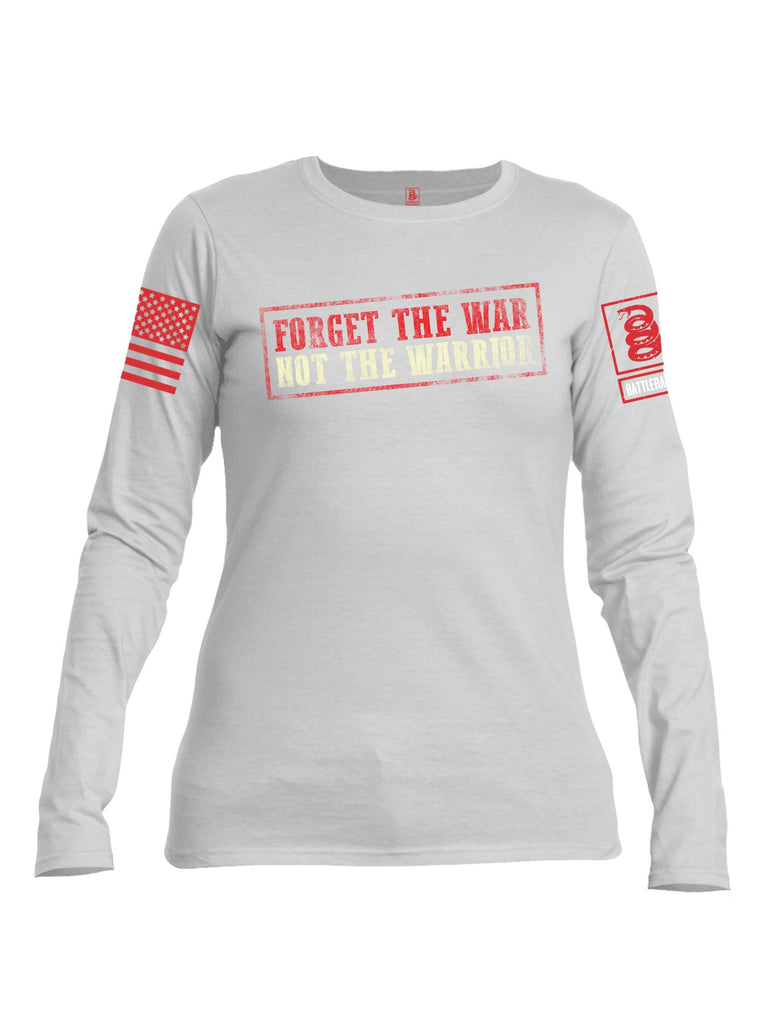 Battleraddle Forget The War Not The Warrior Red Sleeve Print Womens Cotton Long Sleeve Crew Neck T Shirt shirt|custom|veterans|Women-Long Sleeves Crewneck Shirt