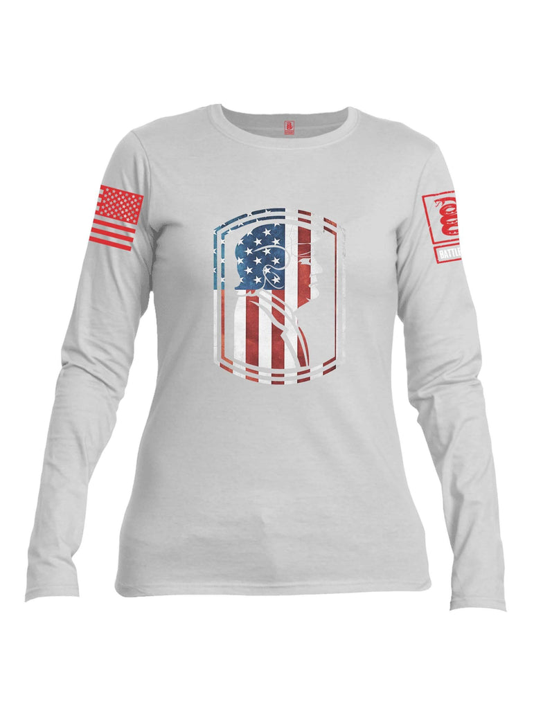 Battleraddle Trump Army USA Flag Red Sleeve Print Womens Cotton Long Sleeve Crew Neck T Shirt shirt|custom|veterans|Women-Long Sleeves Crewneck Shirt