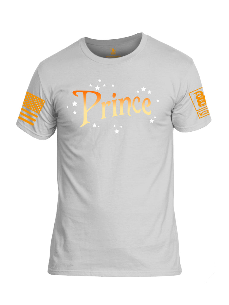 Battleraddle Prince Orange Sleeve Print Mens Cotton Crew Neck T Shirt