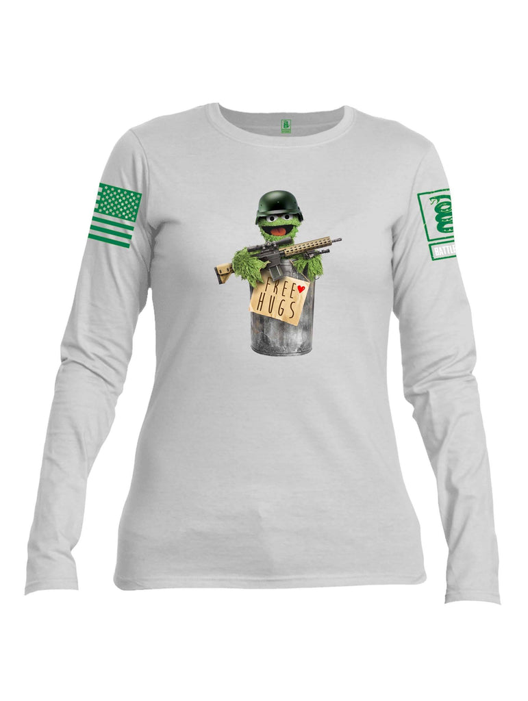 Battleraddle Grouchy Free Hugs Green Sleeve Print Womens Cotton Long Sleeve Crew Neck T Shirt shirt|custom|veterans|Women-Long Sleeves Crewneck Shirt