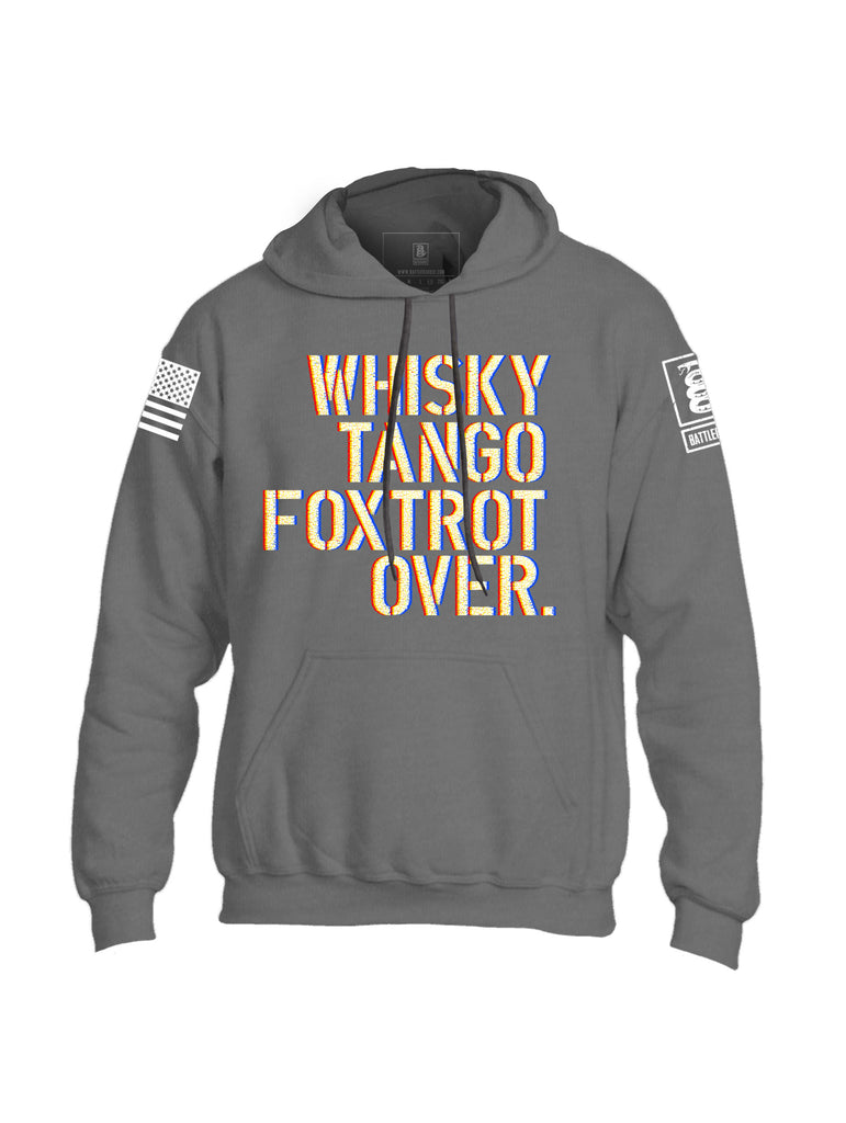 Battleraddle Whisky Tango Foxtrot Over. White Sleeve Print Mens Blended Hoodie With Pockets