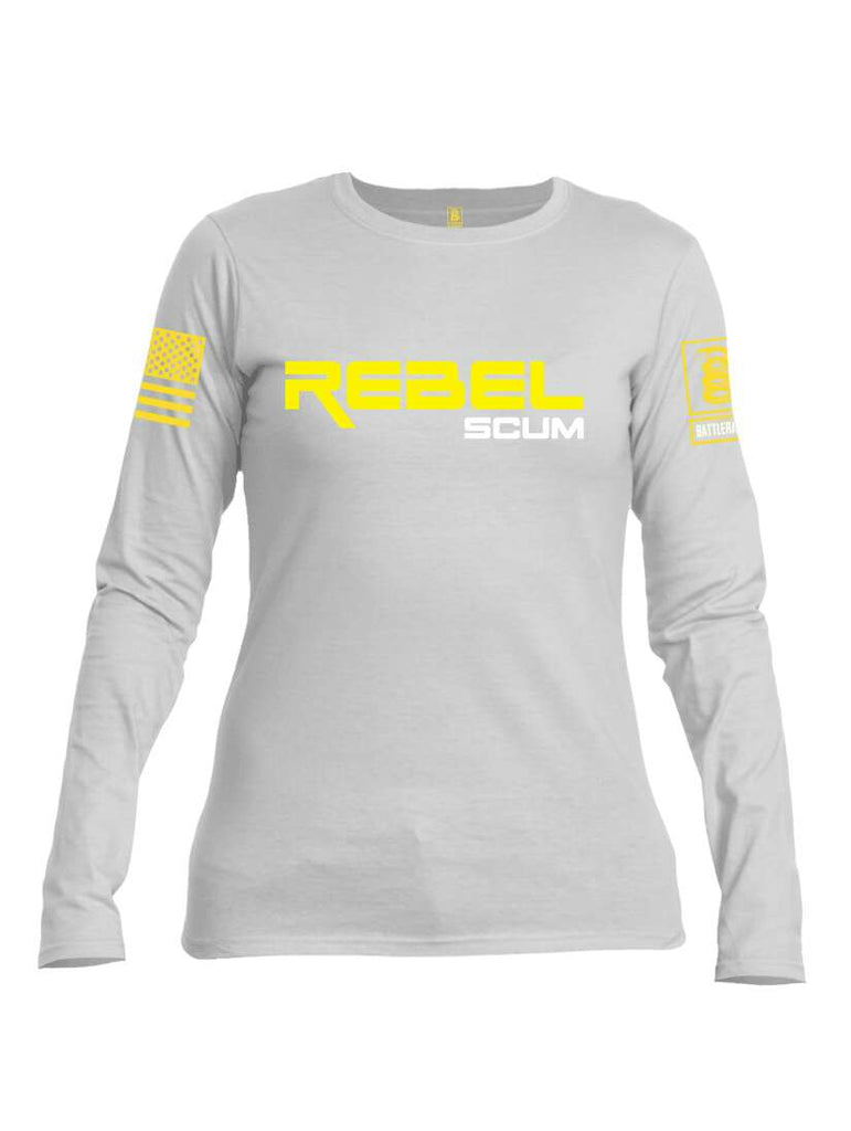 Battleraddle Rebel Scum Yellow Sleeve Print Womens Cotton Long Sleeve Crew Neck T Shirt