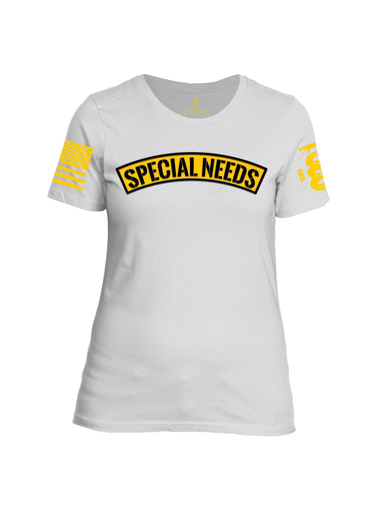 Battleraddle Special Needs Yellow Sleeve Print Womens Cotton Crew Neck T Shirt