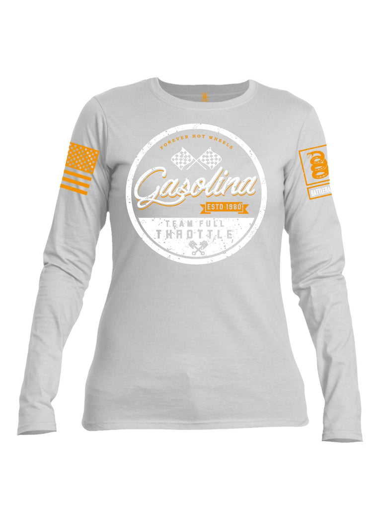 Battleraddle Forever Hot Wheels Gasolina Orange Sleeve Print Womens Cotton Long Sleeve Crew Neck T Shirt shirt|custom|veterans|Women-Long Sleeves Crewneck Shirt