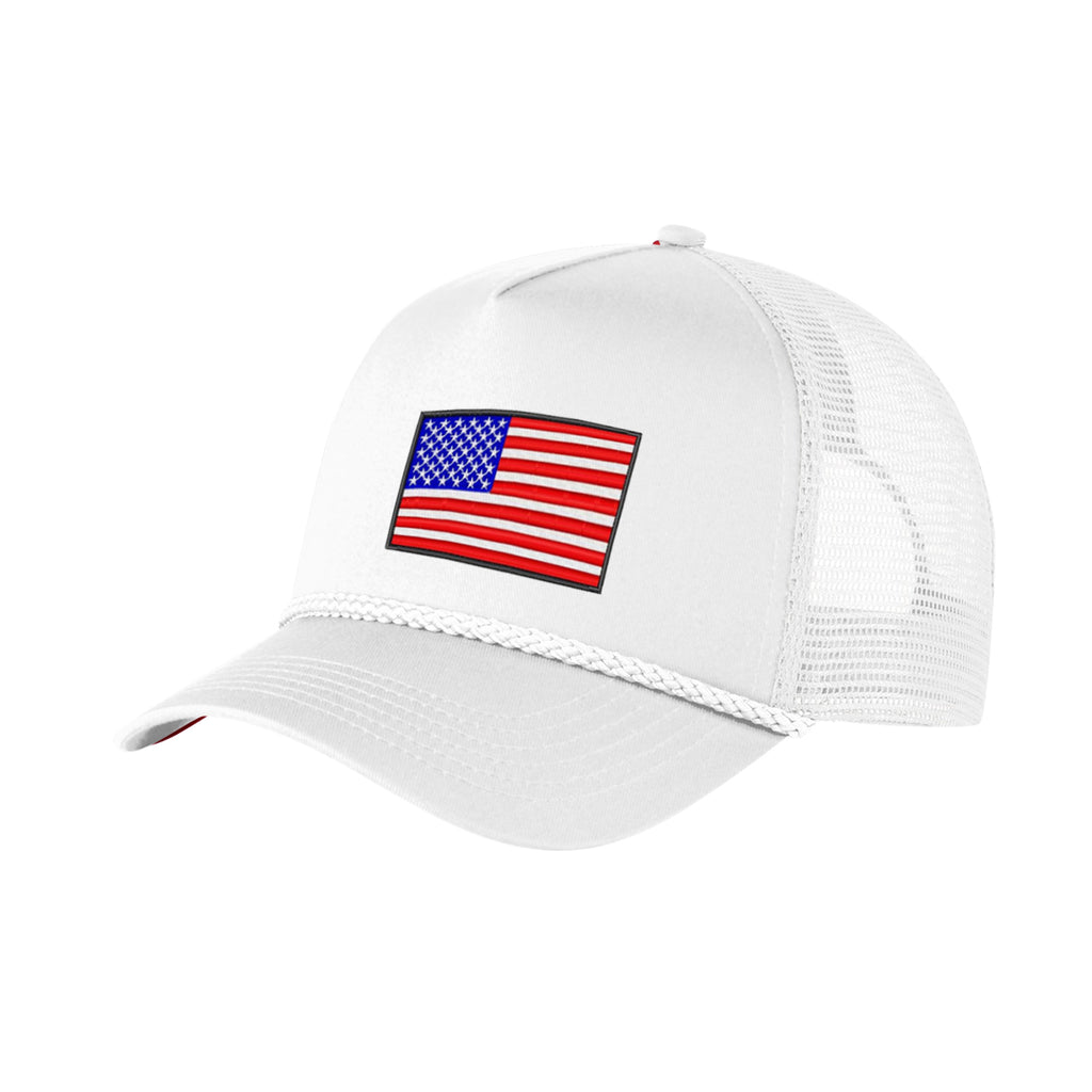 Battleraddle USA Flag Printed Vintage Plain Trucker Adjustable Mesh Snapback Hat