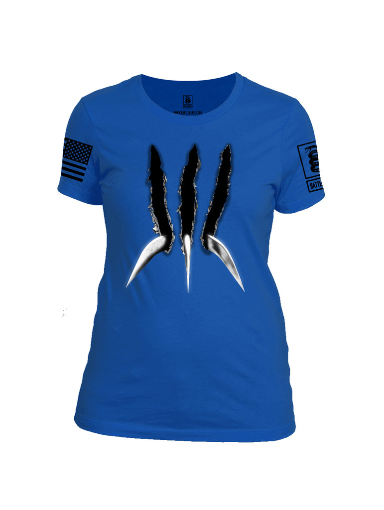 Battleraddle Wolve Adamantium Claws V1 Black Sleeve Print Womens Cotton Crew Neck T Shirt