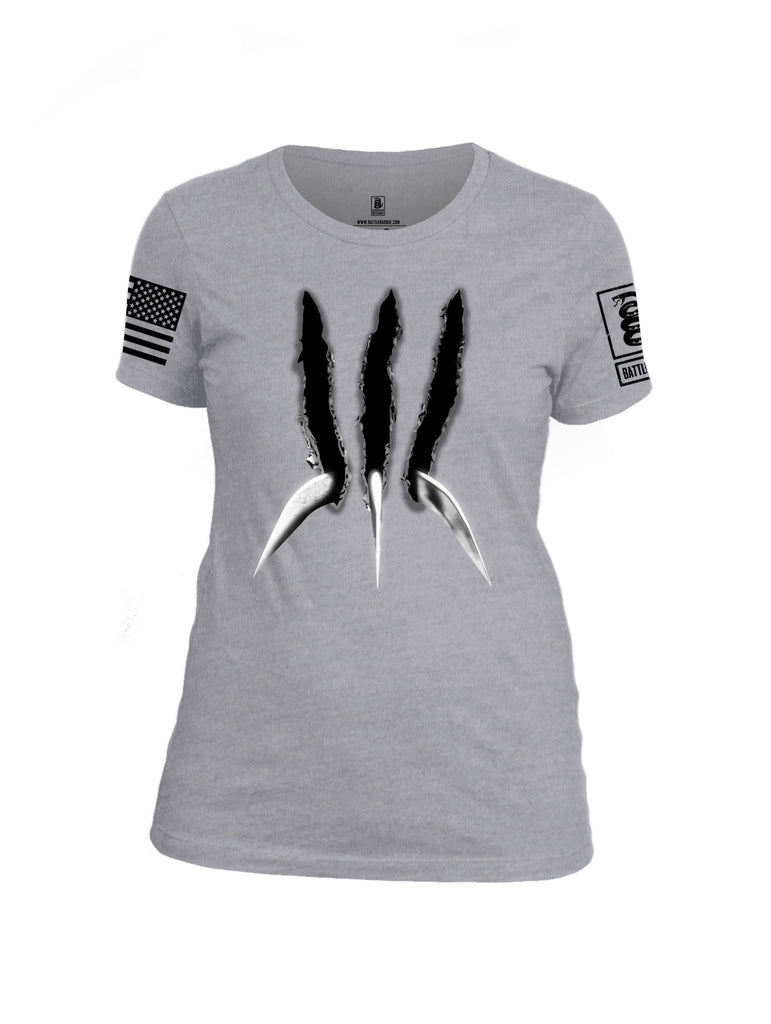 Battleraddle Wolve Adamantium Claws V1 Black Sleeve Print Womens Cotton Crew Neck T Shirt