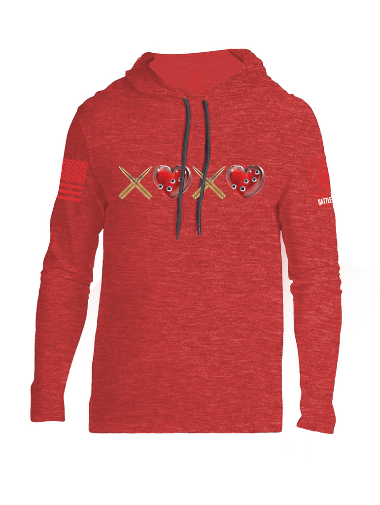 Battleraddle Hugs and Kisses Red Sleeve Print Mens Thin Cotton Lightweight Hoodie