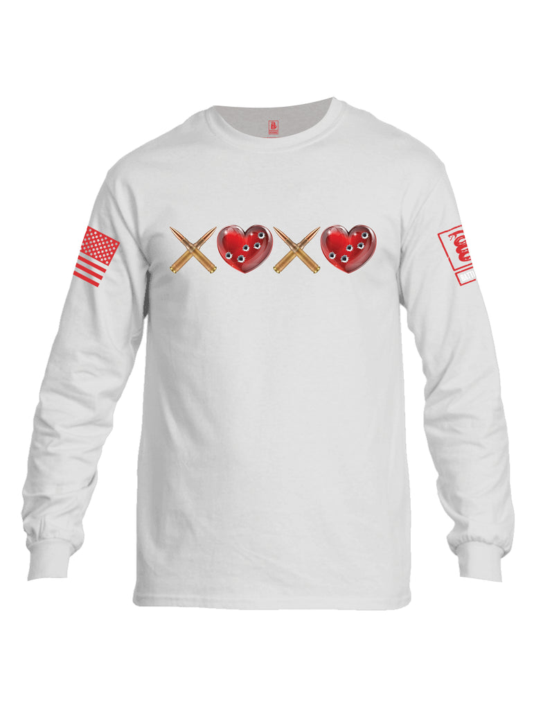 Battleraddle Hugs and Kisses Red Sleeve Print Mens Cotton Long Sleeve Crew Neck T Shirt