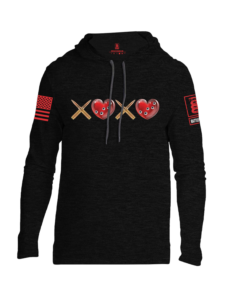 Battleraddle Hugs and Kisses Red Sleeve Print Mens Thin Cotton Lightweight Hoodie