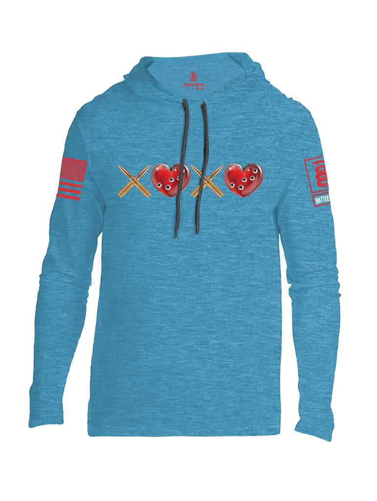 Battleraddle Hugs and Kisses Red Sleeve Print Mens Thin Cotton Lightweight Hoodie