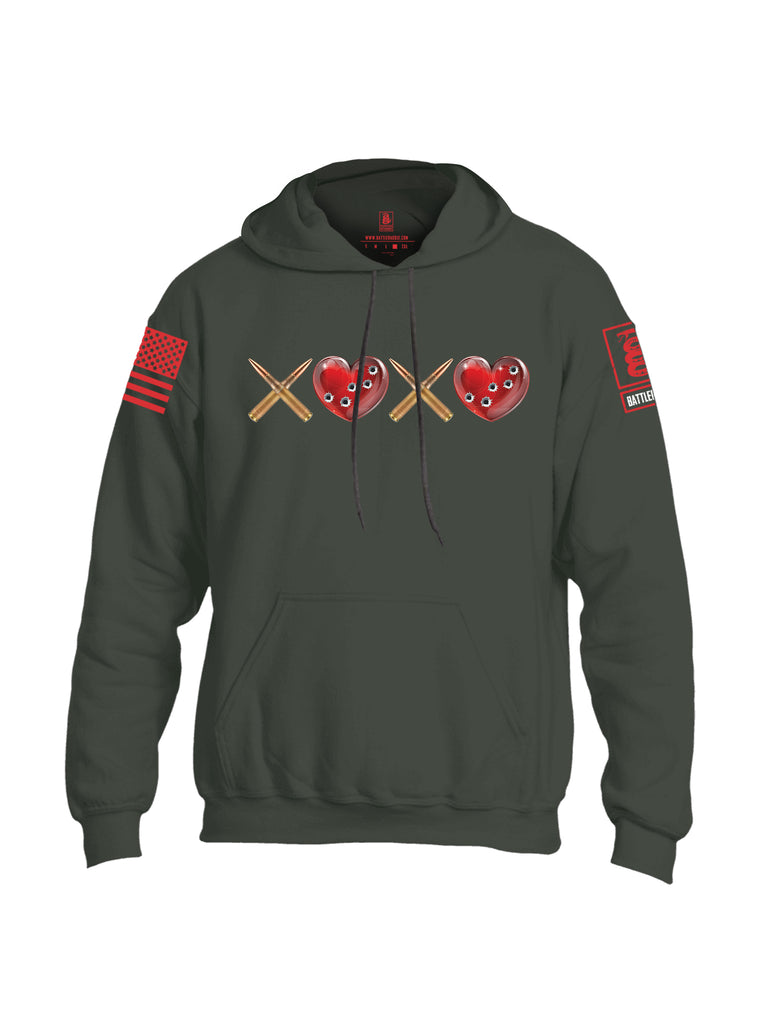 Battleraddle Hugs and Kisses Red Sleeve Print Mens Blended Hoodie With Pockets